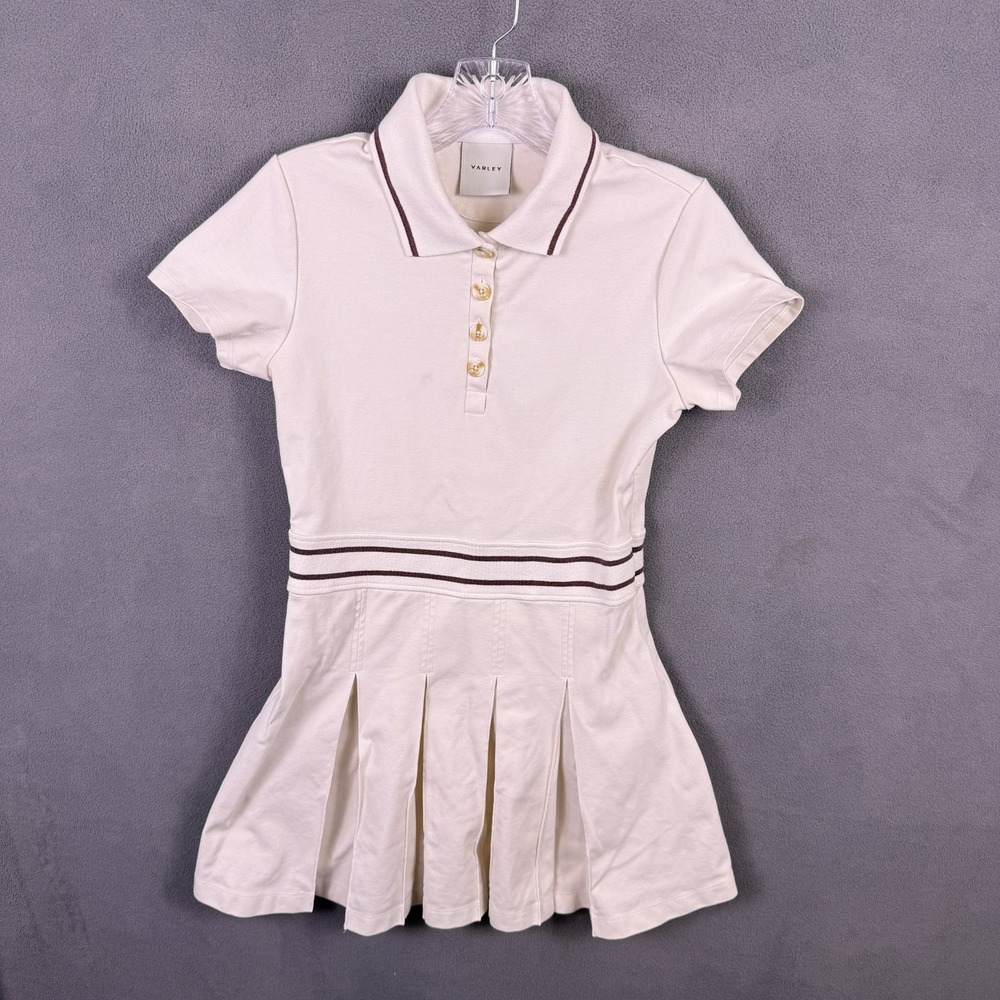 VARLEY Court Dress S White Women Tennis Golf Stretch Lightweight White STAIN